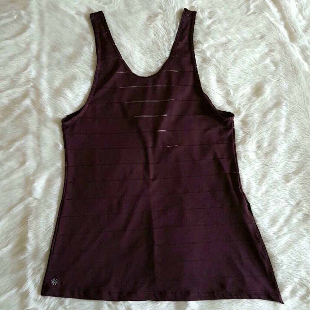 Athleta Stripe Mesh High Neck Chi Tank EUC Size S